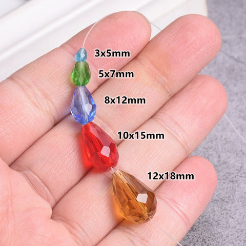 Pear Shape Faceted Crystal Glass Crafts Beads for Jewelry Making DIY-JW01640-Veeddydropshipping