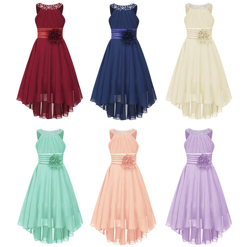 Kid Girl Child Flower Chiffon Tulle Lace Dress Wedding Bridesmaid Formal-TB00855-Veeddydropshipping