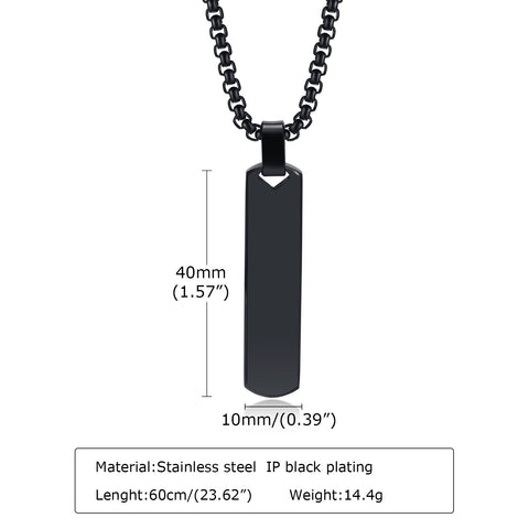 Necklace for Men Geometric Vertical Bar Pendant with A-Z Letters -JW01182-Veeddydropshipping