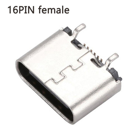 2-5pcs TYPE-C Micro USB SMT  Connector Vertical plug-in board 16 Pin Jack Socket Female-CE00124-Veeddydropshipping