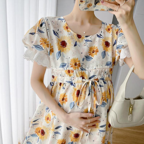 Maternity Nursing Breastfeeding Dresses Summer Clothes For Pregnant-TB00607-Veeddydropshipping