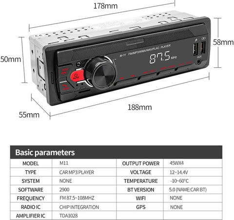 Car Radio In Dash 1 Din Tape Recorder MP3 Player FM Audio Stereo USB/SD-AM00645-Veeddydropshipping