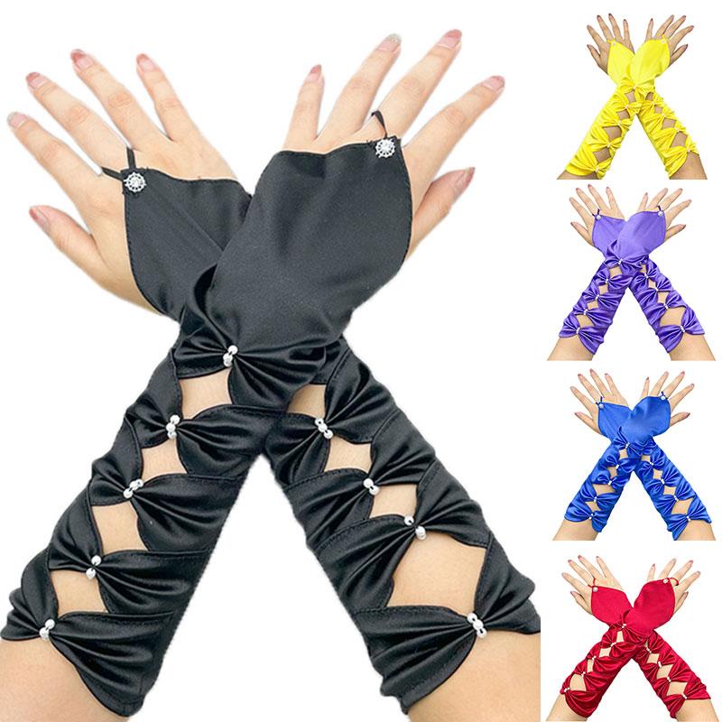 Teal Arm Warmers Long Wedding Gloves-WF01185-Veeddydropshipping