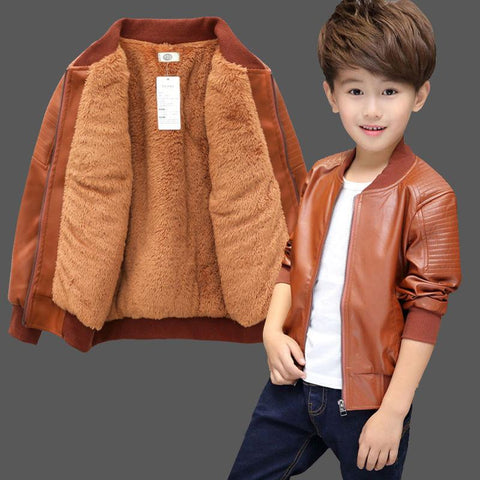 Boys Coats Autumn Winter Fashion Korean Leather Jacket-Veeddydropshipping