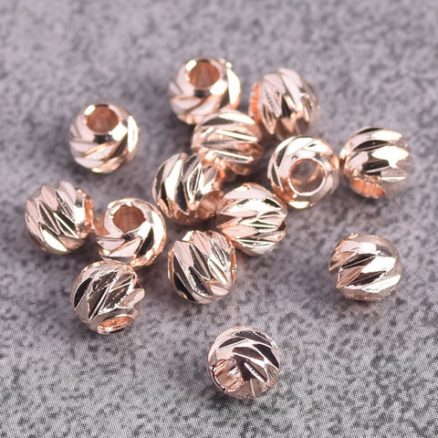 Round Carved Brass Metal Loose Spacer Beads For Jewelry Making-JW01653-Veeddydropshipping