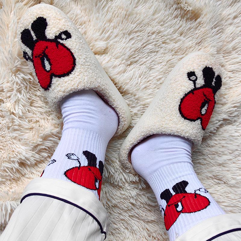 House Couples Men Fluffy Slides Cartoon Embroidery-BS01224-Veeddydropshipping