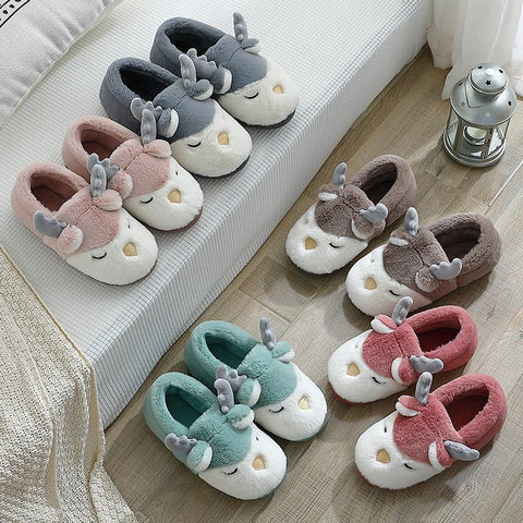 Cartoon Reindeer Non Slip Warm Men Bedroom Indoor Home-BS01246-Veeddydropshipping
