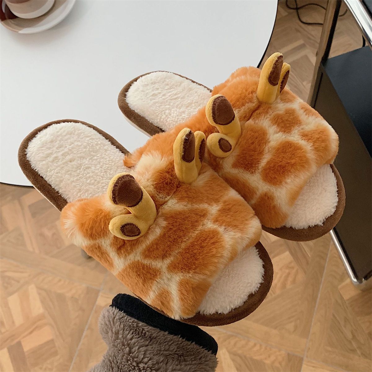 Warm Cotton Closed Toe Slippers Home Cartoon Giraffe Plush-BS01272-Veeddydropshipping