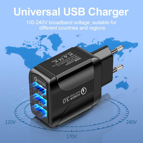 AIXXCO 5V 2A EU Plug LED Light 2 USB Adapter Mobile Phone Wall PD Charger Charger Fast Charger-PA00361-Veeddydropshipping