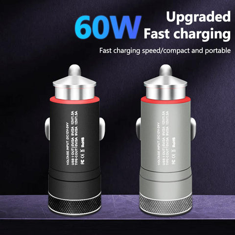 60W USB Type C Car Charger QC 3.0 P 6A USB PD Fast Charging-PA01192-Veeddydropshipping