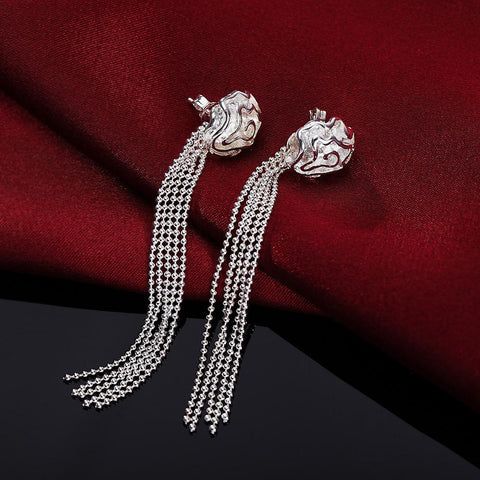 Rose flower 925 Sterling Silver rings Bracelets necklacesearrings Jewelry set  -JW00234-Veeddydropshipping