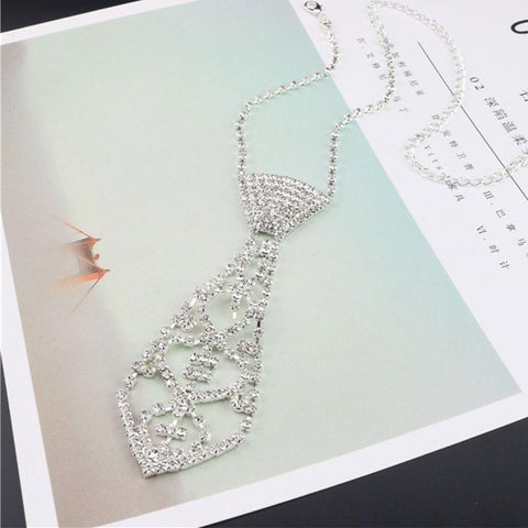Women Sexy Glitter Rhinestone Necktie-WF01168-Veeddydropshipping