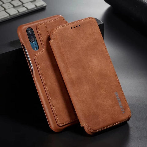 Luxury Leather Flip Cover Case for Huawei P20 P30 P40 Pro Lite Thin Slim with Card Slot-PA00302-Veeddydropshipping