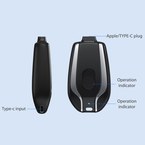 1500mah Emergency Power Bank Portable Keychain Charger Type-C Ultra-Compact Mini Battery-PA00035-Veeddydropshipping