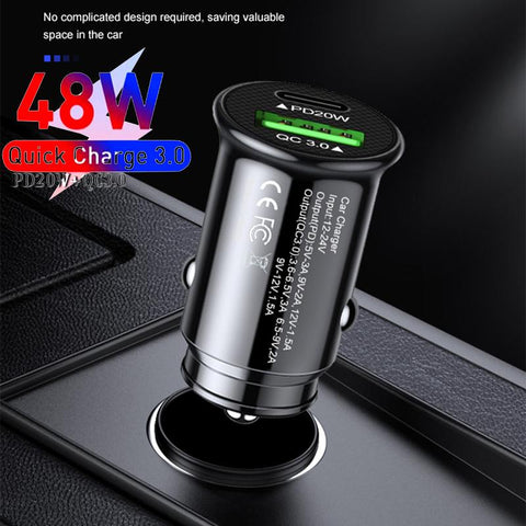 48W Mini USB Car Charger Dual USB type-c-PA01180-Veeddydropshipping