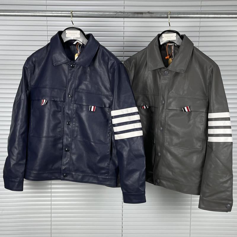 Leather Jacket Men Slim Casual Cardigans Clothing-MF01371-Veeddydropshipping