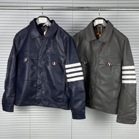Leather Jacket Men Slim Casual Cardigans Clothing-MF01371-Veeddydropshipping