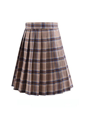 Women Mini Plaid High-Waisted Pleated Skirt-WF00519-Veeddydropshipping
