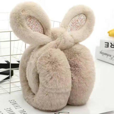 Cute Rabbit Ears Warm Earflaps Thicken Furry Fold-Veeddydropshipping