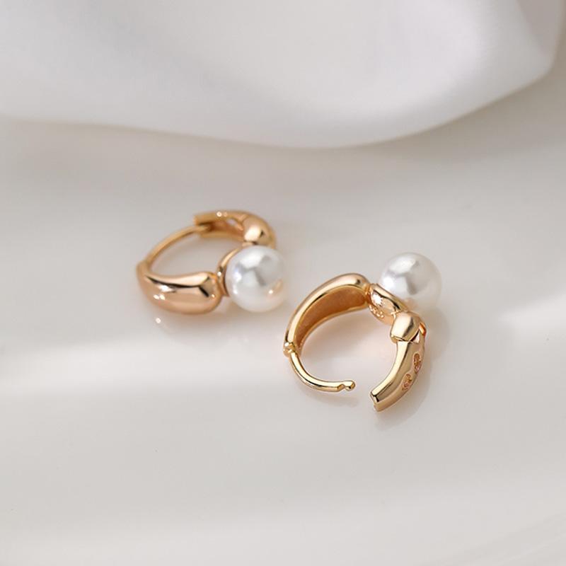 Simple Celebrity Style Gold Pearl Drop Earrings For Woman-JW00145-Veeddydropshipping