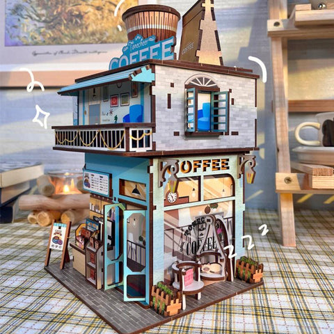 DIY Wooden Model Building Kits Coffee Inductive Storage Box City Street-TB01492-Veeddydropshipping