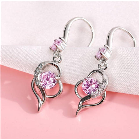 Zircon Love Heart Female Drop Earrings For Women Dainty Jewelry -JW01451-Veeddydropshipping