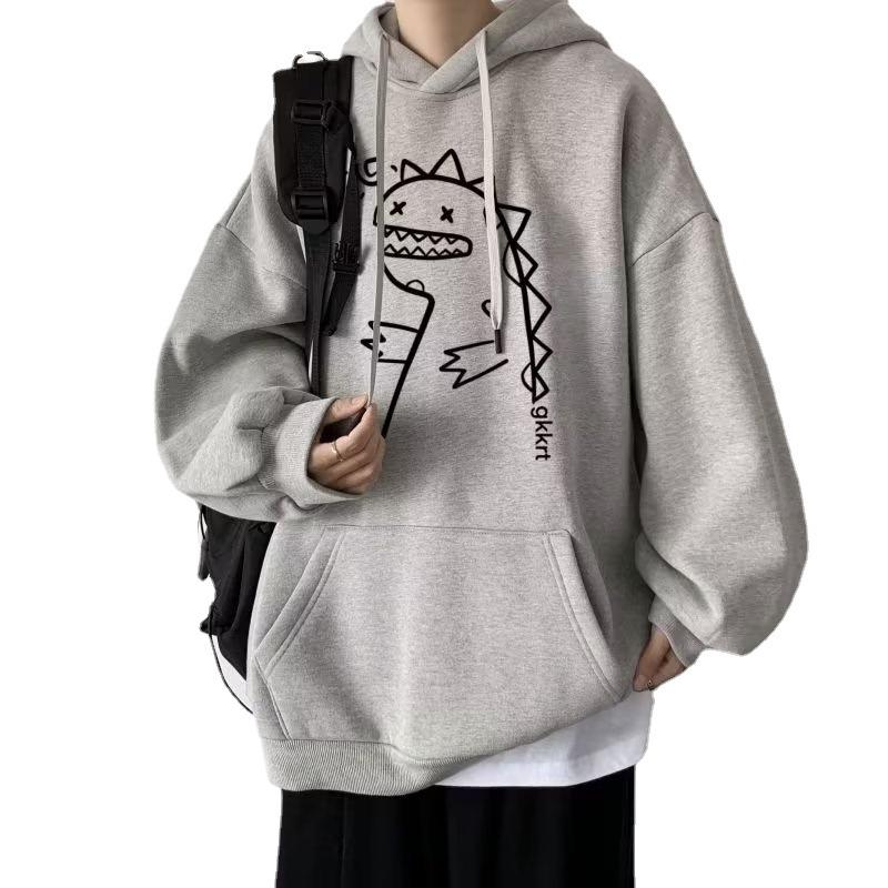 2023 Sweater Men's Hooded Dinosaur Print Loose Student Autumn Women's Round Neck-Veeddydropshipping