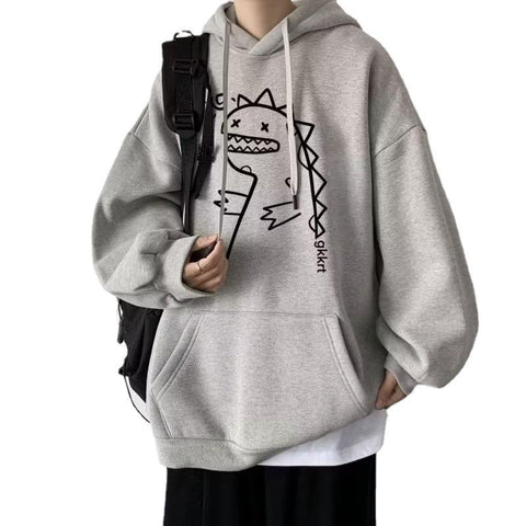 2023 Sweater Men's Hooded Dinosaur Print Loose Student Autumn Women's Round Neck-Veeddydropshipping