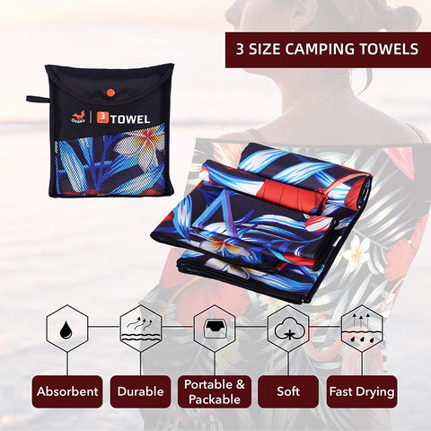 3 Sizes in 1 Pack ,Quick Lightweight Absorbent Compact Camping Microfiber -OS00206-Veeddydropshipping