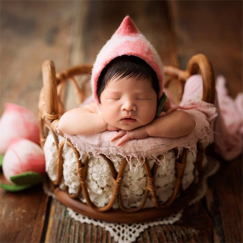 Newborn Photography Props Retro Rattan Round Basket Chair Bebe Photo-TB00766-Veeddydropshipping