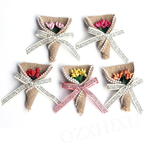 Handmade Jute Burlap Hessian Ribbon Bow-HA00607-Veeddydropshipping