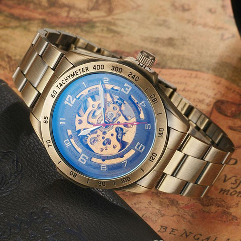 Men Automatic Mechanical Watch Skeleton Steampunk-JW00629-Veeddydropshipping