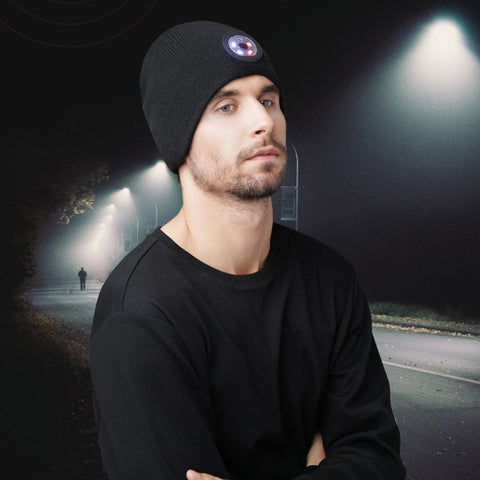 LED Beanie Hat with Light Unisex USB Rechargeable Lamp Hats Hands Free-OS01151-Veeddydropshipping