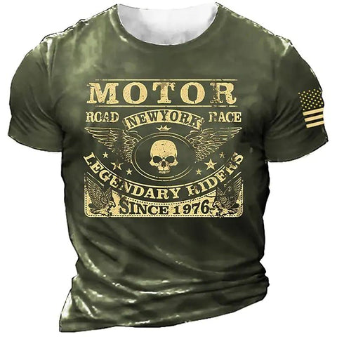 T Shirt Motor Biker 3d Print Vintage Short Sleeve-MF00137-Veeddydropshipping