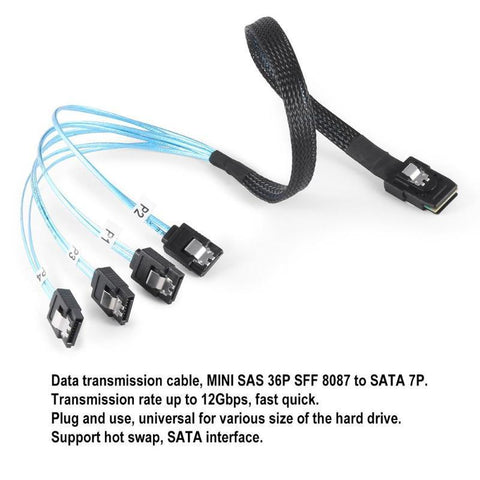 SAS SATA Cable Mini-SAS SFF-8087 To 4 SATA Cable-CE00029-Veeddydropshipping