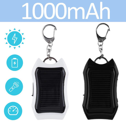 1000mAh Solar Power Bank LED Flashlight Portable Outdoor Multifunctioal Lamp Keychain-PA00474-Veeddydropshipping