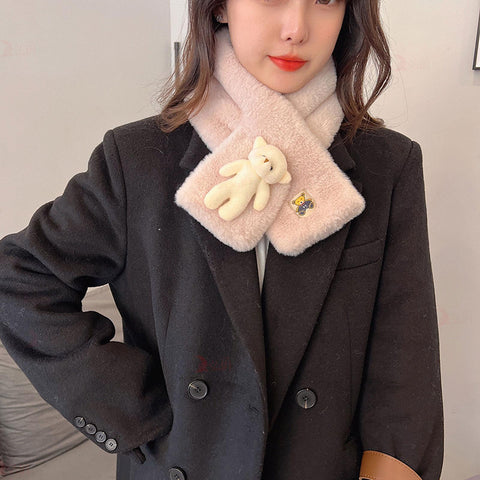 Plush Bear Neck Warm Soft Scraf-WF01214-Veeddydropshipping