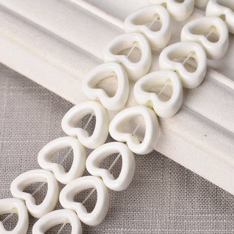 Heart  Shape Porcelain Loose Beads For Jewelry Making DIY Crafts Findings-JW01520-Veeddydropshipping
