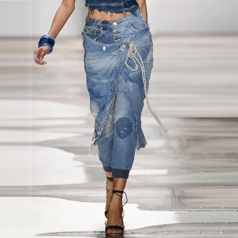 Women jeans pants fashion high waist  Street dress-WF00355-Veeddydropshipping