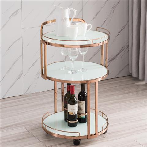metal wrought dining car round wine trolley-HA01659-Veeddydropshipping