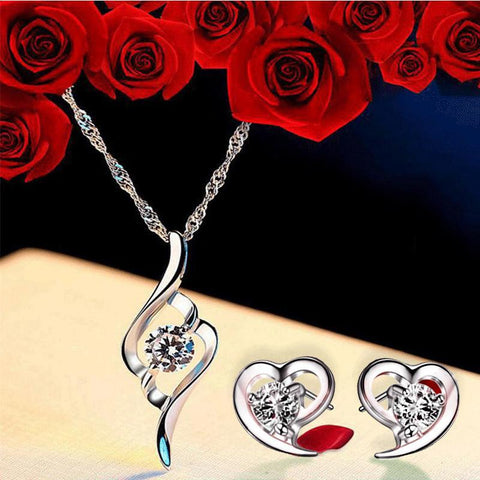 chain crystal pendant accessories jewelry set wholesale -JW00374-Veeddydropshipping