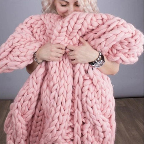 Soft Handmade Weaving Thick Yarn Blanket-HA00447-Veeddydropshipping