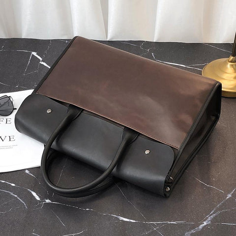 Leather Big Handbag Large Capacity Travel A4 Bag Male-BS00461-Veeddydropshipping