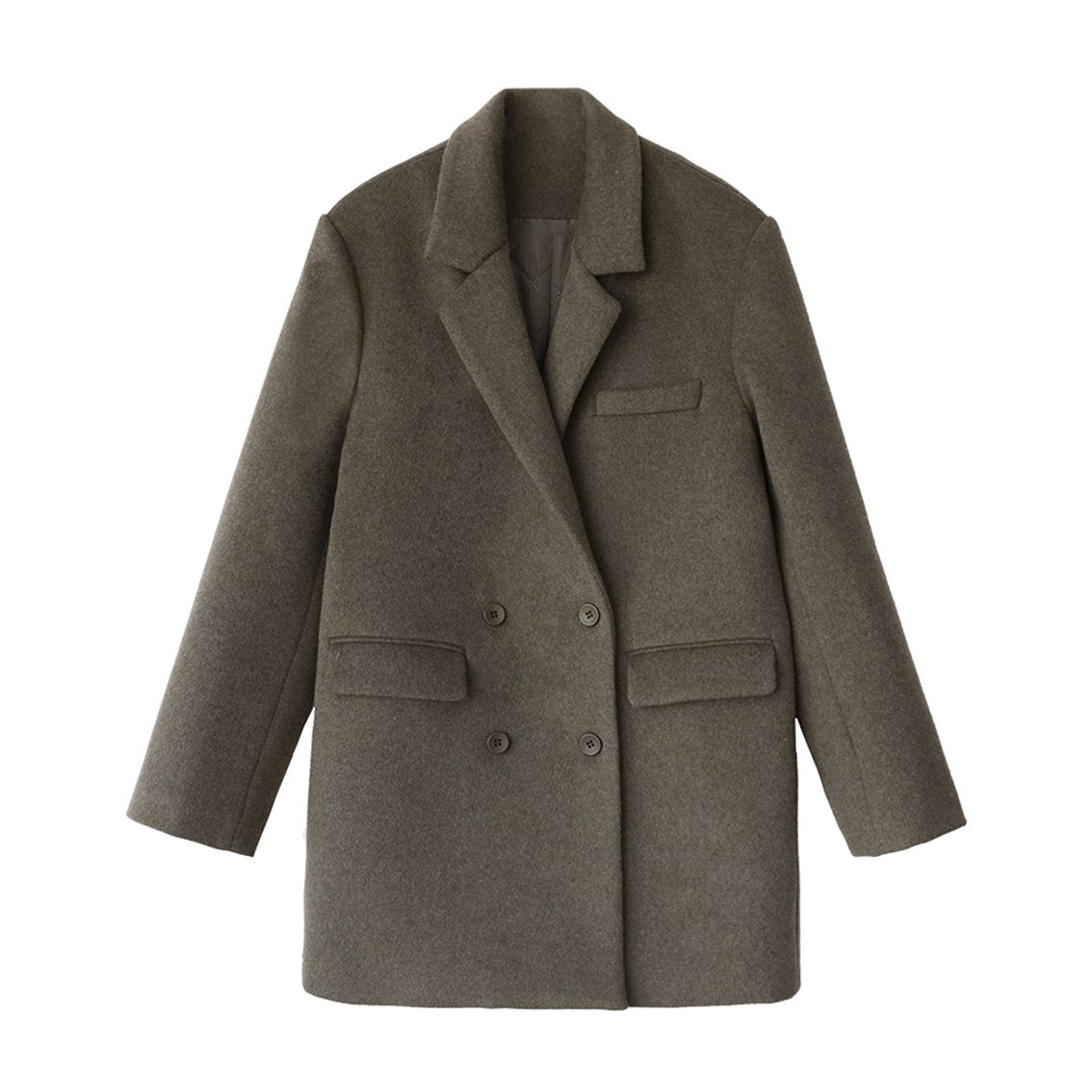 Women Woolen Coat Solid  Retro Clip Cotton Double-breasted-Veeddydropshipping