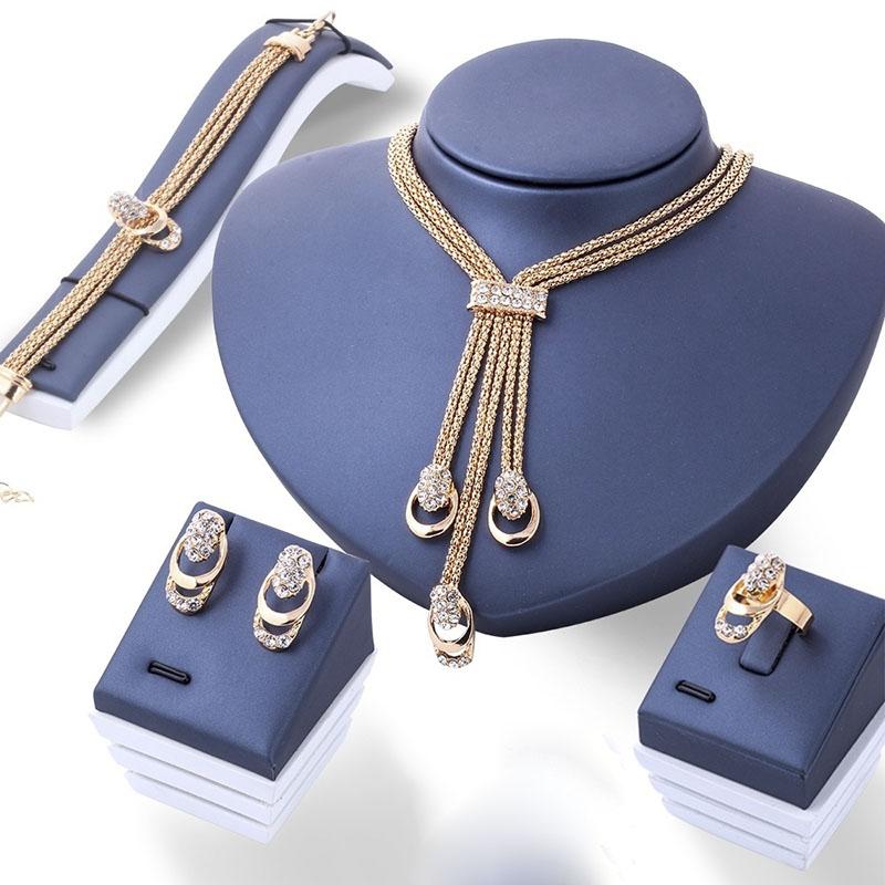 Luxury Classic  Jewelry Set  Plated Crystal Zircon Metal -JW00325-Veeddydropshipping