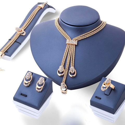 Luxury Classic  Jewelry Set  Plated Crystal Zircon Metal -JW00325-Veeddydropshipping
