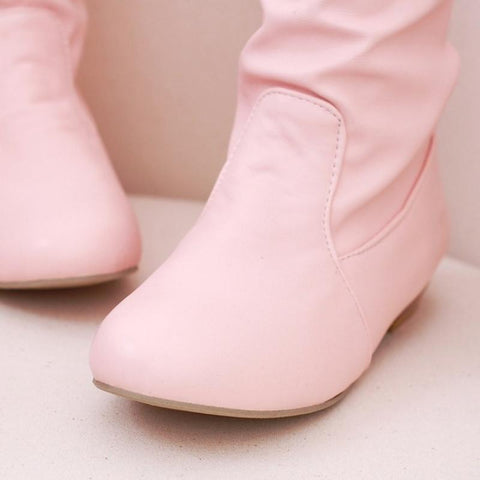 High Heeled Boots Women Round Toe Knee Booty Winter-BS00956-Veeddydropshipping