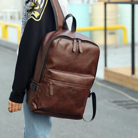 Business Large Capacity Men&#39;s Backpack Leisure Soft Leather-BS00340-Veeddydropshipping