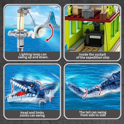 Building Blocks Dinosaur Ideas MOC Animal Escape Mosasaurus Ocean-TB01487-Veeddydropshipping