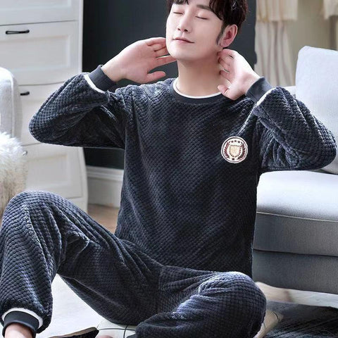 Sets Thick Warm Winter Sleepwear Plus Size Long Sleeve Round Nec-MF01585-Veeddydropshipping